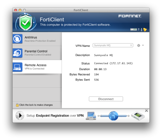 fortinet os x vpn client